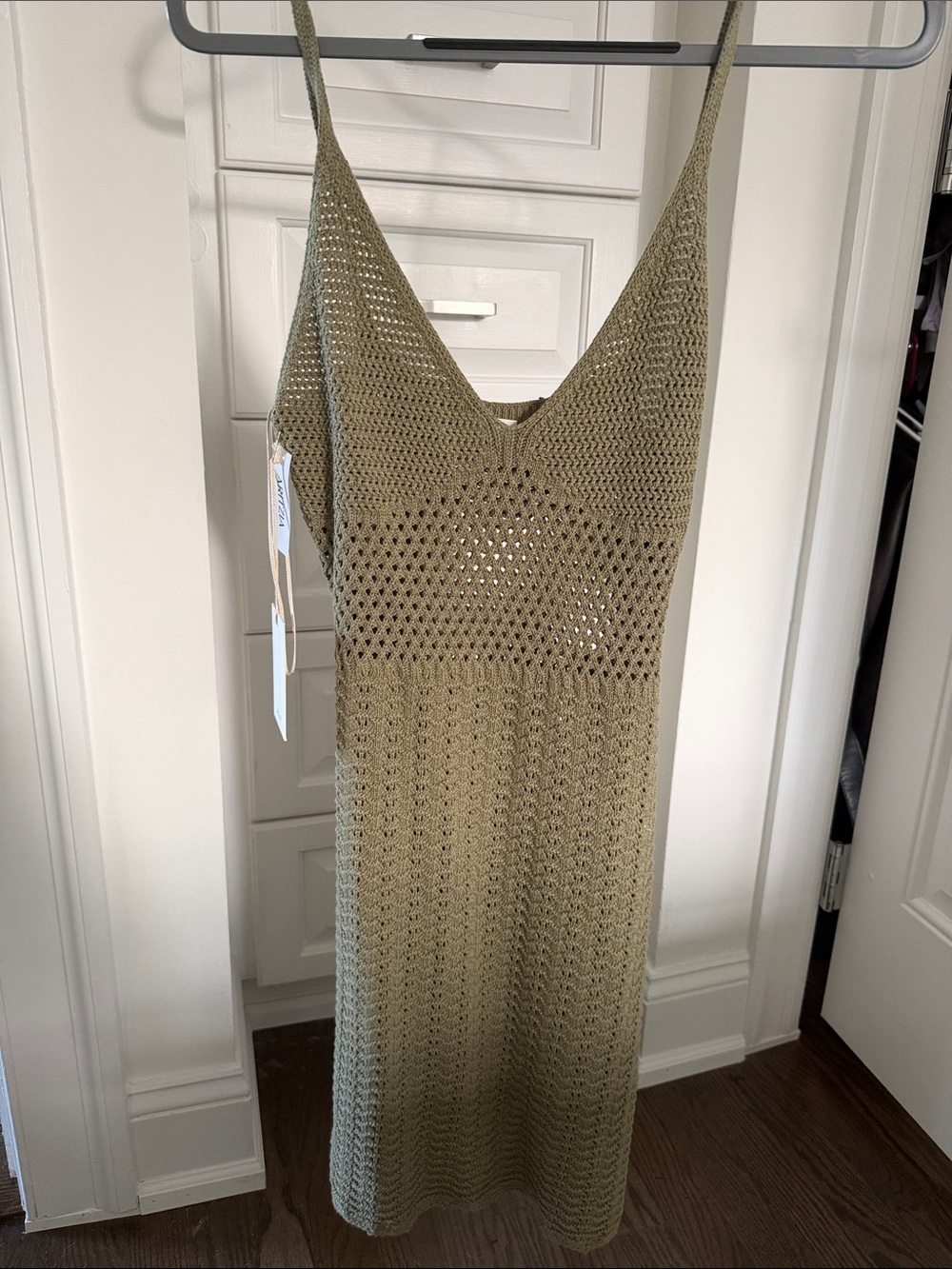 Wilfred Olive-Green Crochet Midi Slip Dress